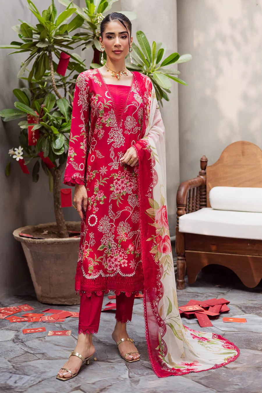 Signature Prints By Nurèh – Printed Lawn 3 Piece Unstitched Suit with Chiffon Dupatta (SP-160)