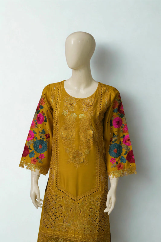 Pasand of Lahore 3-Piece Premium Viscose Suit – Mustard (PL-359)