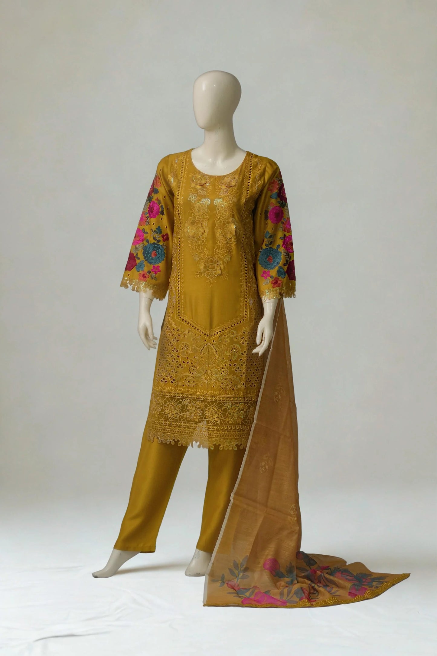 Pasand of Lahore 3-Piece Premium Viscose Suit – Mustard (PL-359)