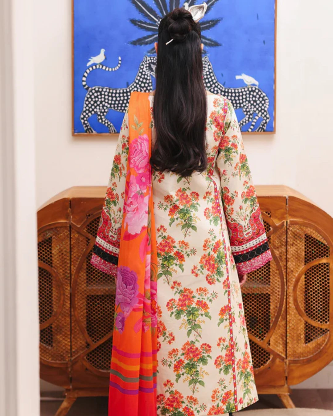 NISSA Floral Symphony – Embroidered & Printed Lawn Suit by Rajbari (Unstitched) 05