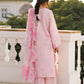 Afrozeh AMOURA 3-Piece Unstitched Lawn Suit | Blush Pink Embroidered Shirt with Sheer Dupatta