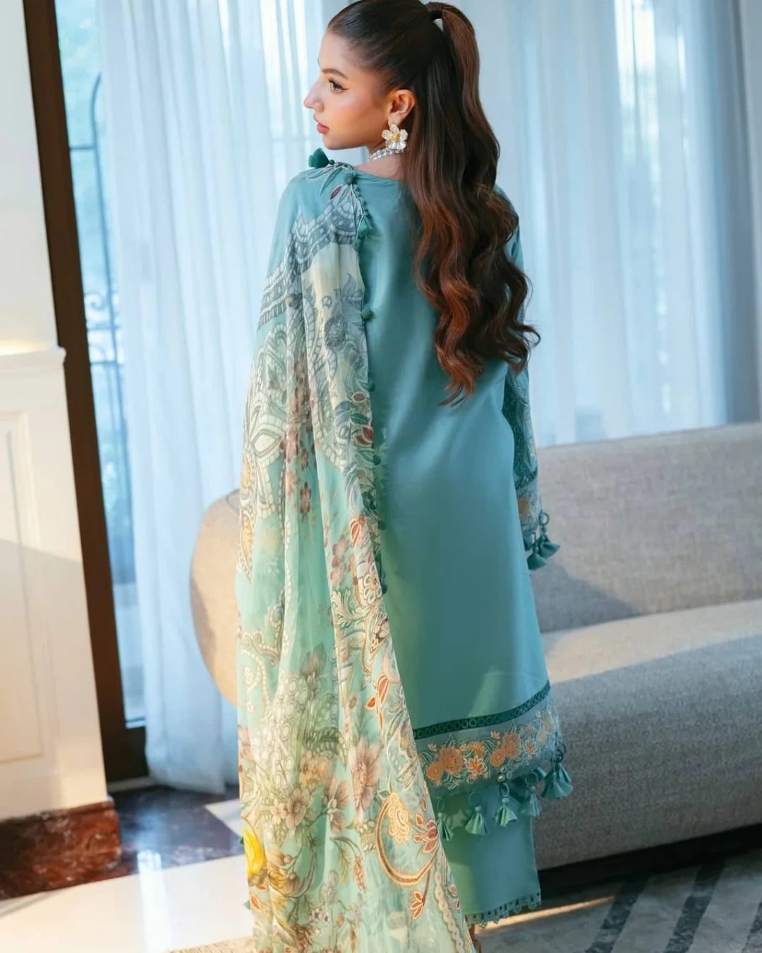 Jade Ombre Starlet Luxury Lawn – Chikankari Embroidered Unstitched 3-Piece Suit | 20825
