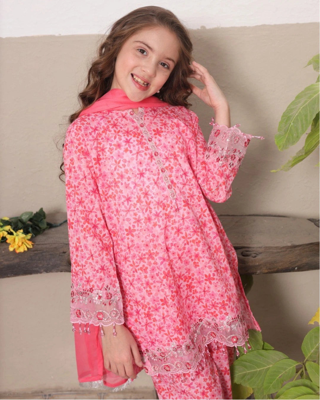 Shanzey Embroidered Lawn Stitched 3 Piece Suit - SHK-5305 (Fuchsia) |Summer Collection 2026