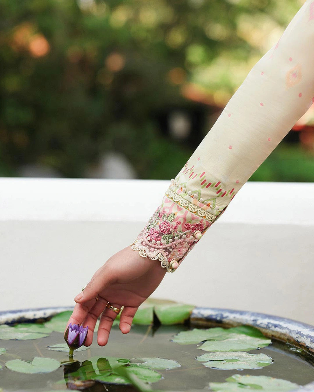 Qalamkar Qprints | Digital Printed Lawn Chikankari Embroidered Unstitched Suit | MAIRI