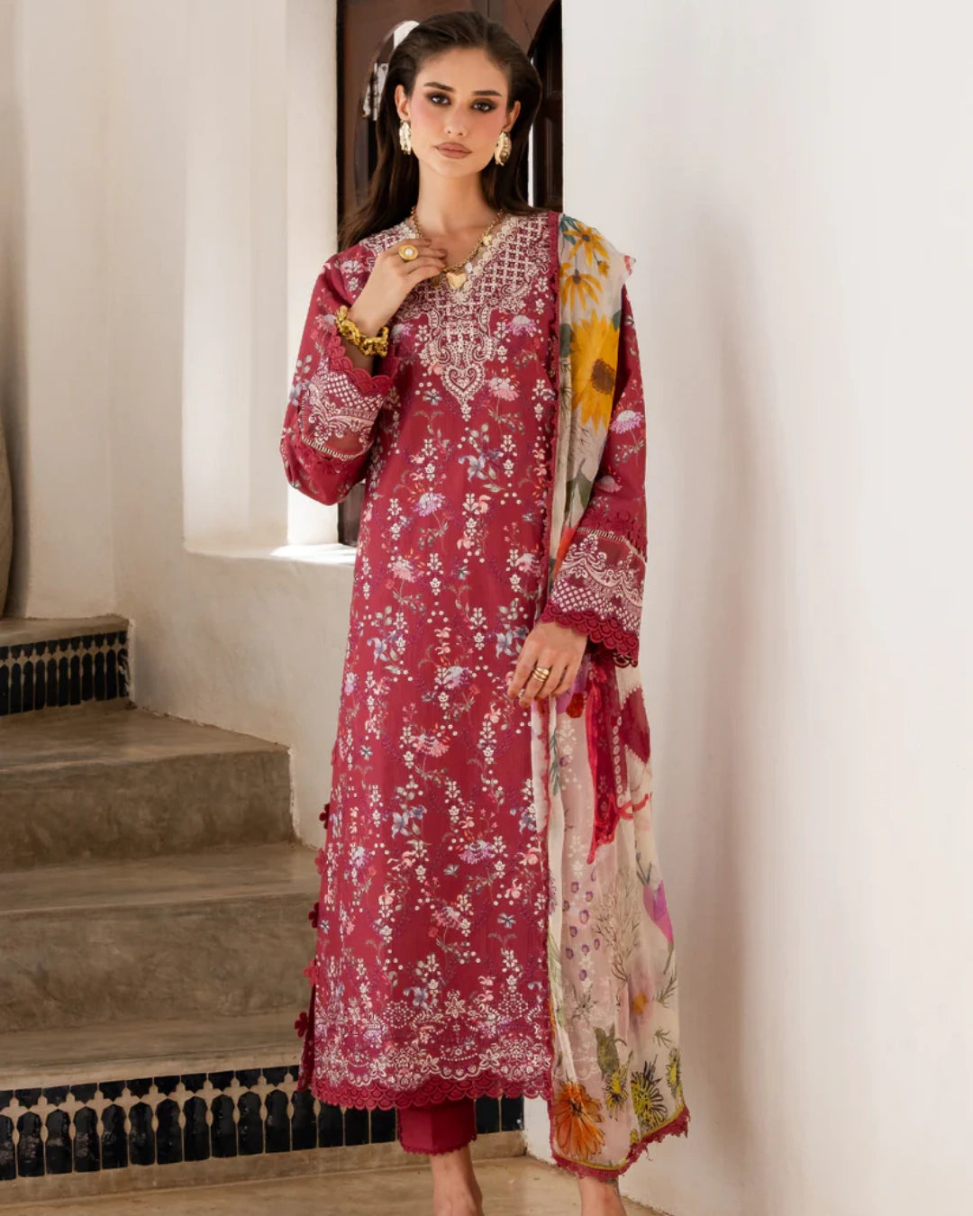 Aabyaan Shezlin Chikankari Lawn 2026 – Embroidered 3 Piece Suit (Unstitched) AZ-06