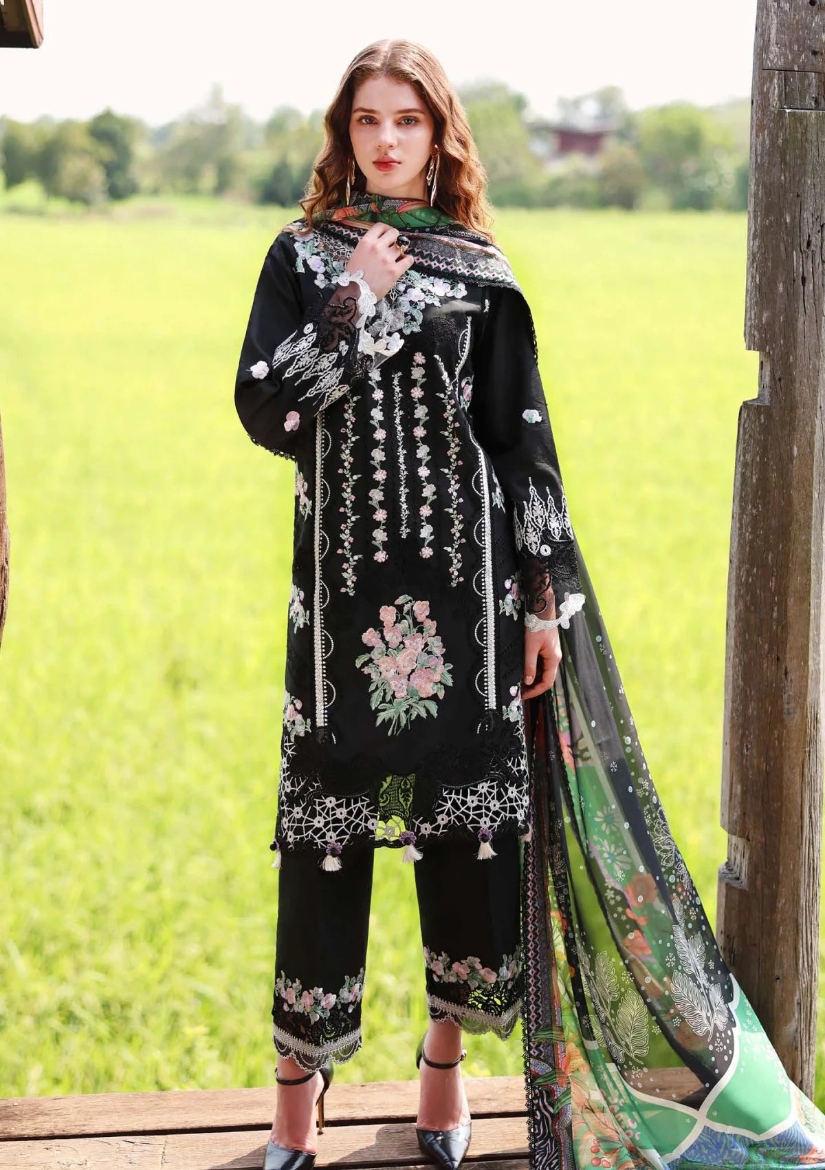 Hemline By Mushq - Secret Garden 26 Unstitched Suit (Nightshade Bloom)