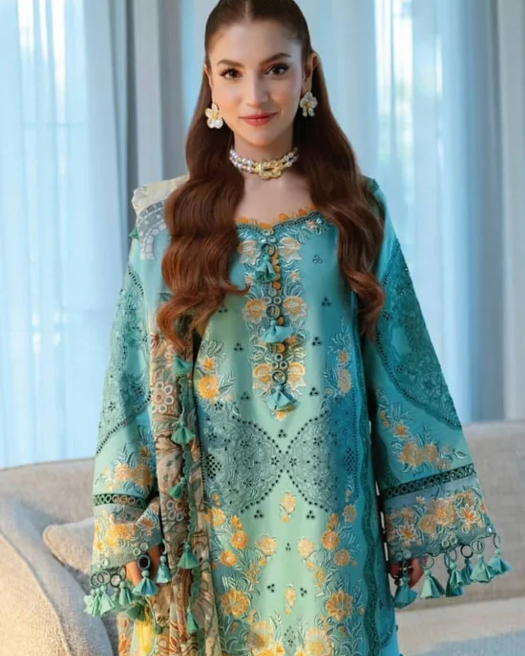 Jade Ombre Starlet Luxury Lawn – Chikankari Embroidered Unstitched 3-Piece Suit | 20825