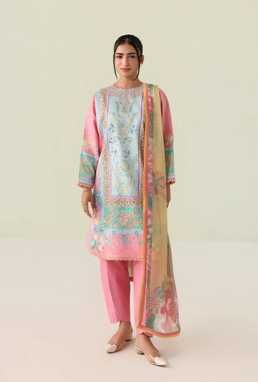 Roheenaz Rosette 3-Piece stitched Lawn Suit (Golden Hour)