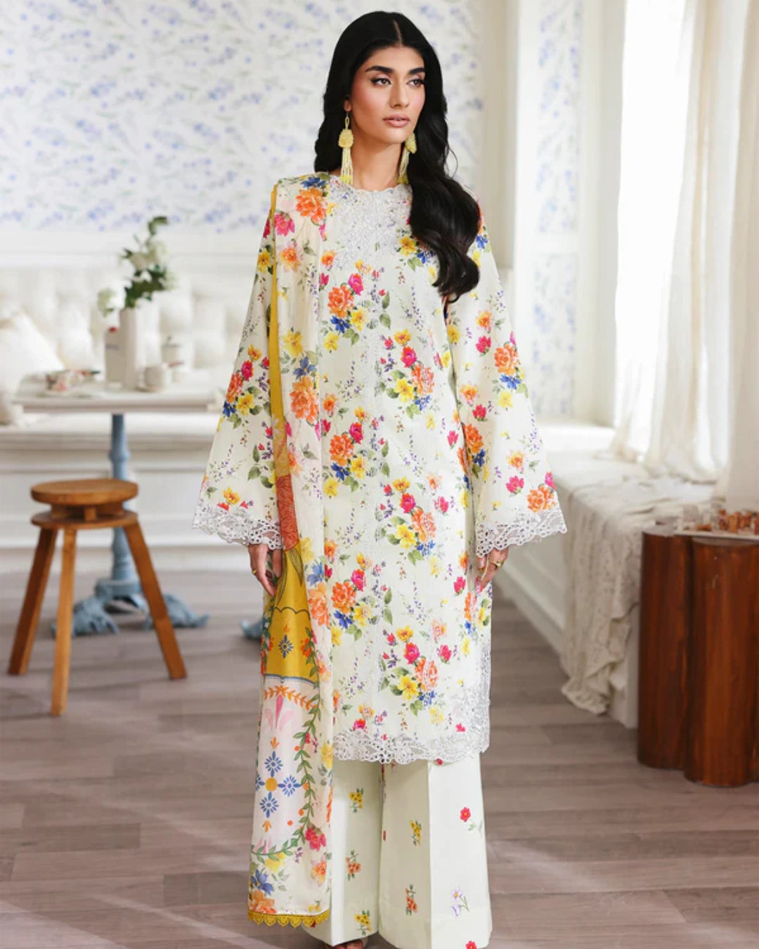 NISSA Floral Symphony – Embroidered & Printed Lawn Suit by Rajbari (Unstitched) 06