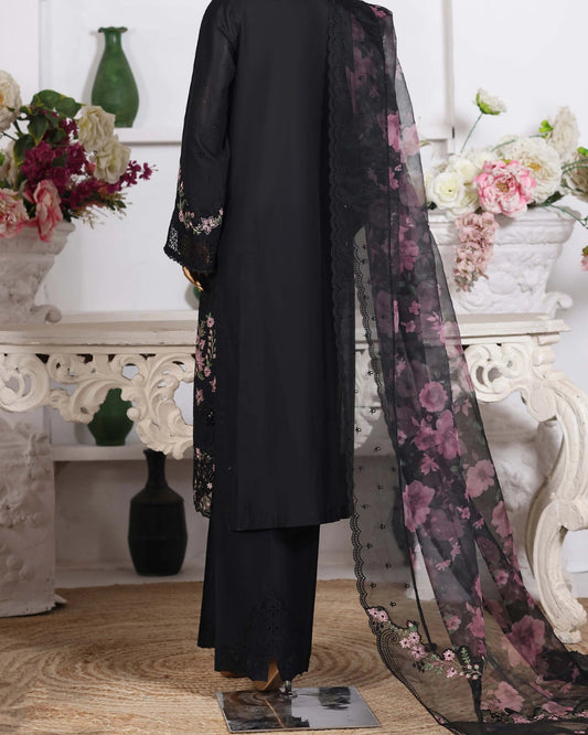 HZ Muse-Embroidered 3 Piece Outfit Stitched Suite BLACK (CSE-3P-213)