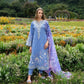Azure Bloom – Chikan Embroidered Lawn with Chiffon Dupatta