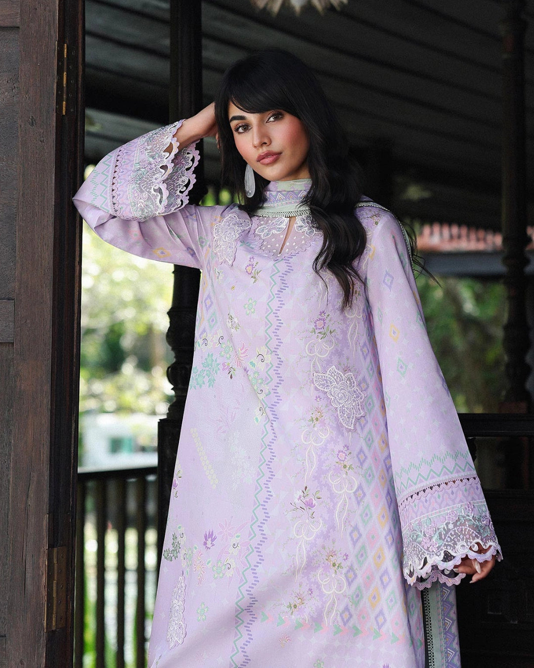 Qalamkar Qprints | Digital Printed Lawn Chikankari Embroidered Unstitched Suit | FIONA