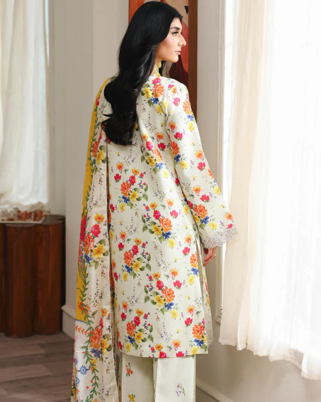 NISSA Floral Symphony – Embroidered & Printed Lawn Suit by Rajbari (Unstitched) 06
