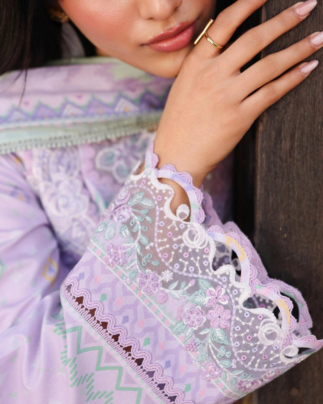 Qalamkar Qprints | Digital Printed Lawn Chikankari Embroidered Unstitched Suit | FIONA