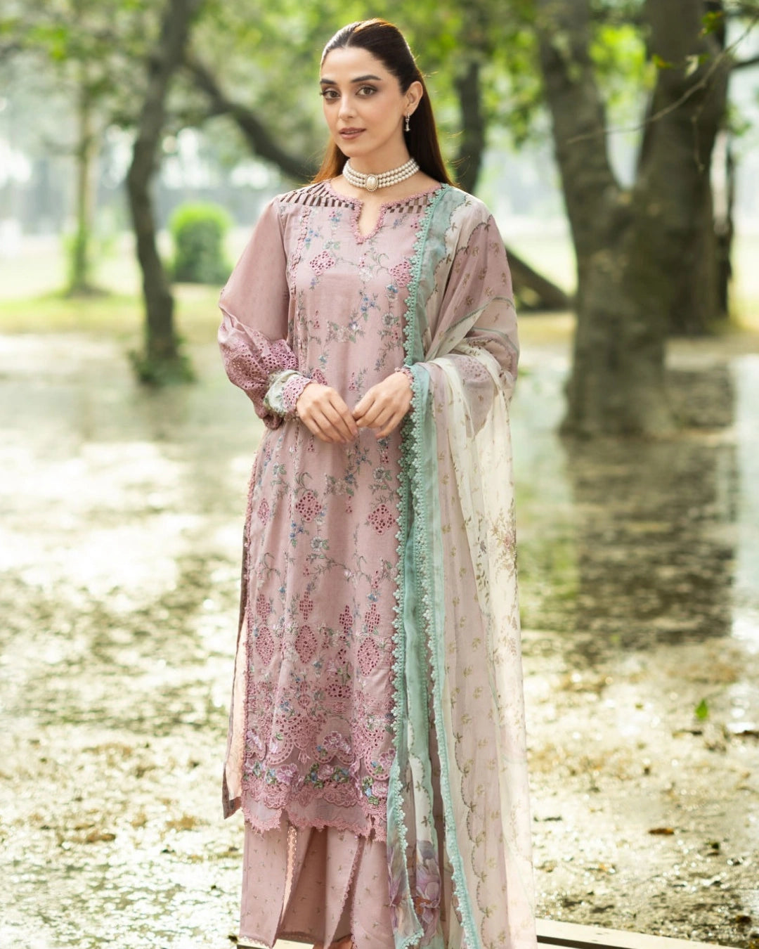 ELAF PREMIUM - Chikankari - Prints Collection with Chiffon (unstitched)