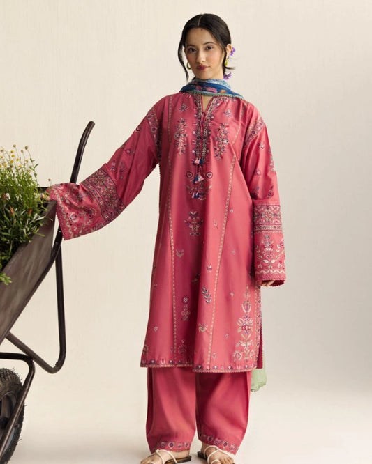 Coco By Zara Shahjahan Embroidered Lawn 3-Piece Unstitched Suit (Noa-5A)