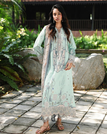 Qalamkar Qprints | Digital Printed Lawn Chikankari Embroidered Unstitched Suit |SLONA