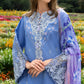 Azure Bloom – Chikan Embroidered Lawn with Chiffon Dupatta