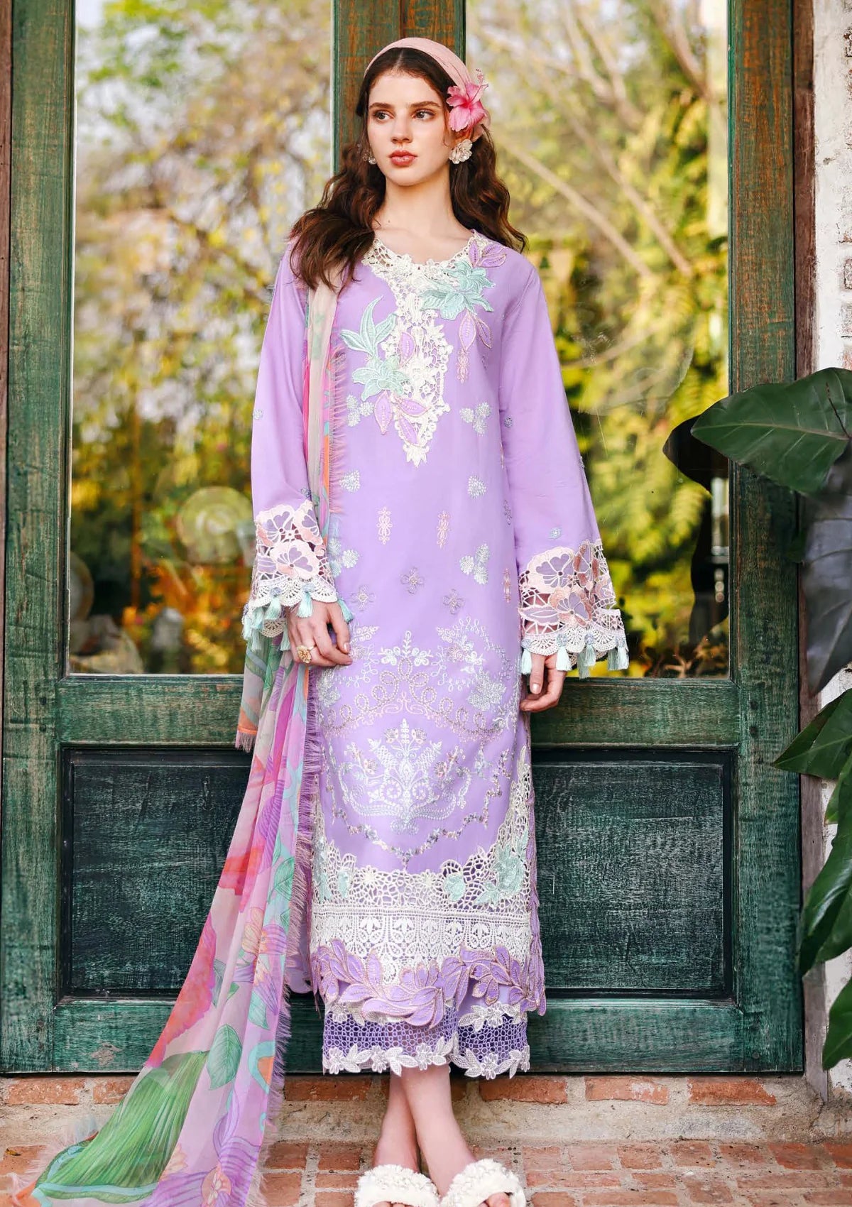Hemline By Mushq - Secret Garden 26 Unstitched Suit (Dewspell)