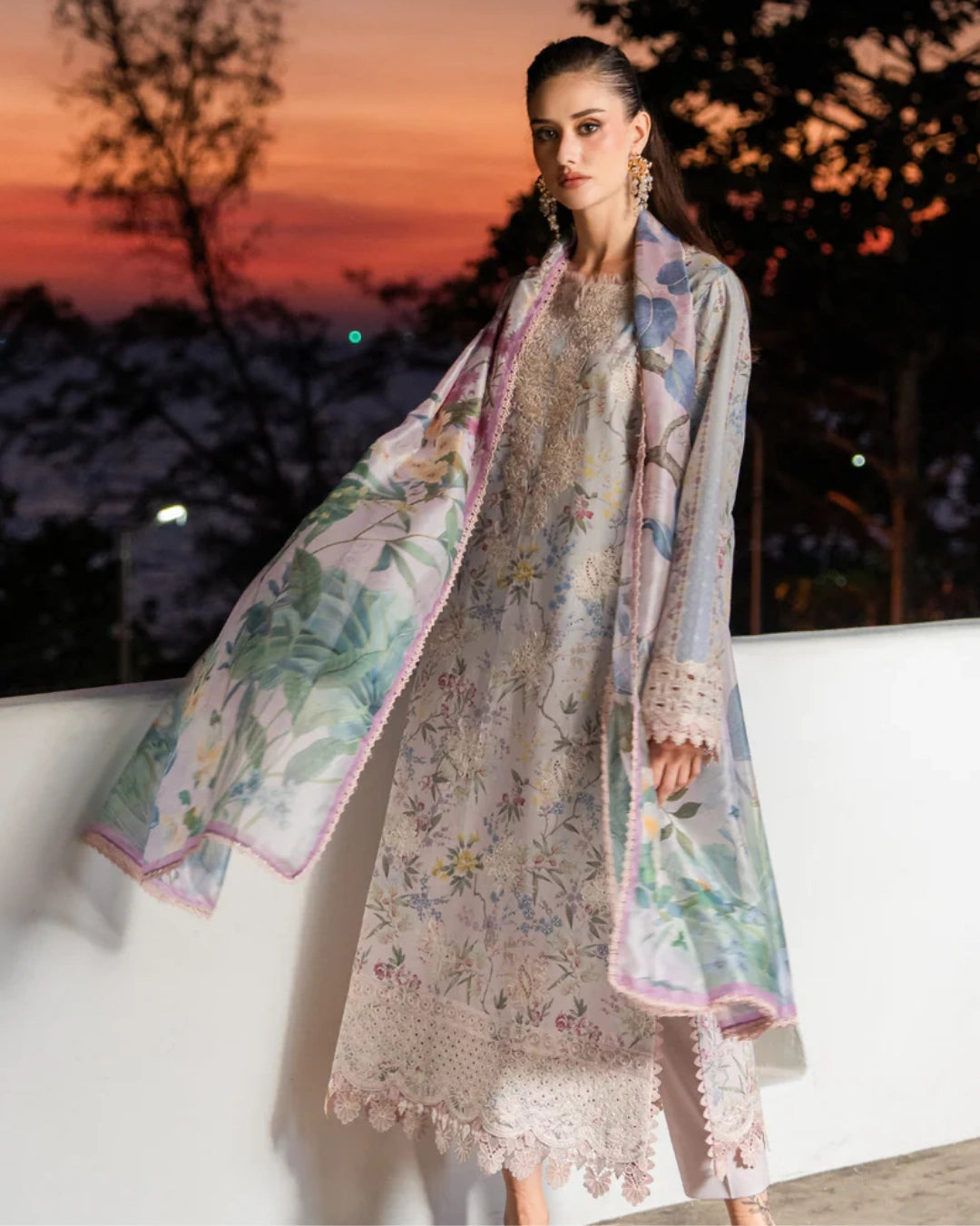 Aabyaan Shezlin Chikankari Lawn 2026 – Embroidered 3 Piece Suit (Unstitched) AZ-07