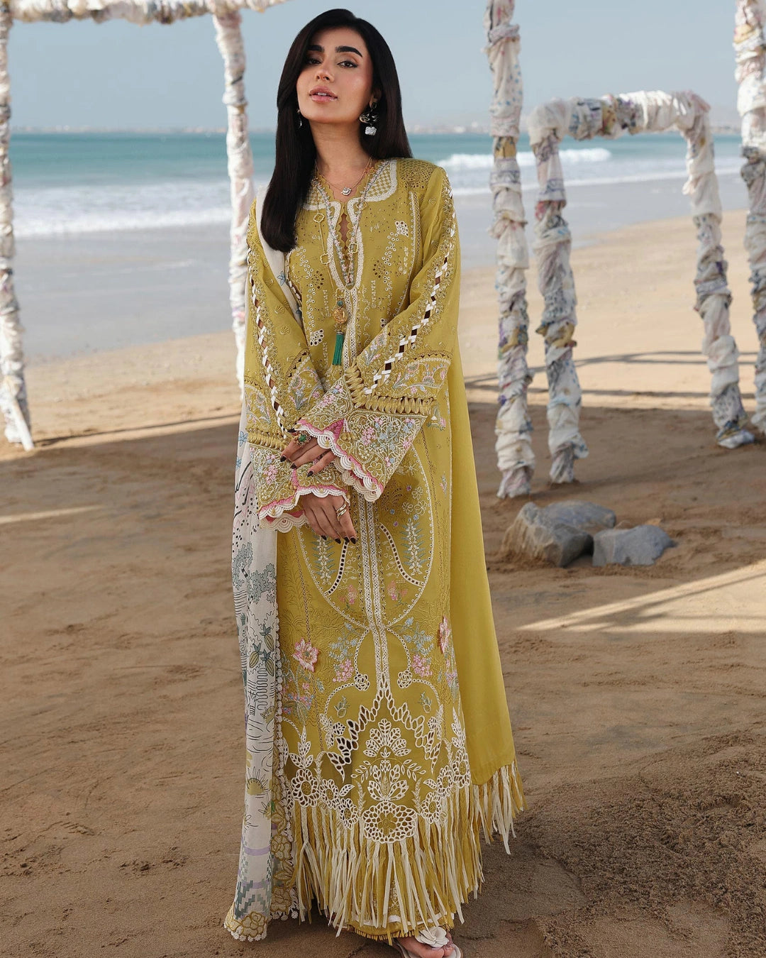 Qalamkar 3-Piece Chikankari Embroidered Luxury Lawn Suit (Unstitched) SA #07