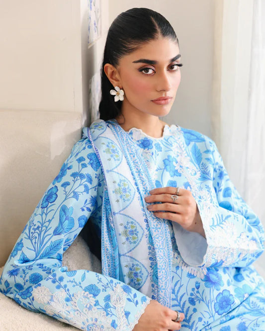 NISSA Floral Symphony – Embroidered & Printed Lawn Suit by Rajbari (Unstitched) 07