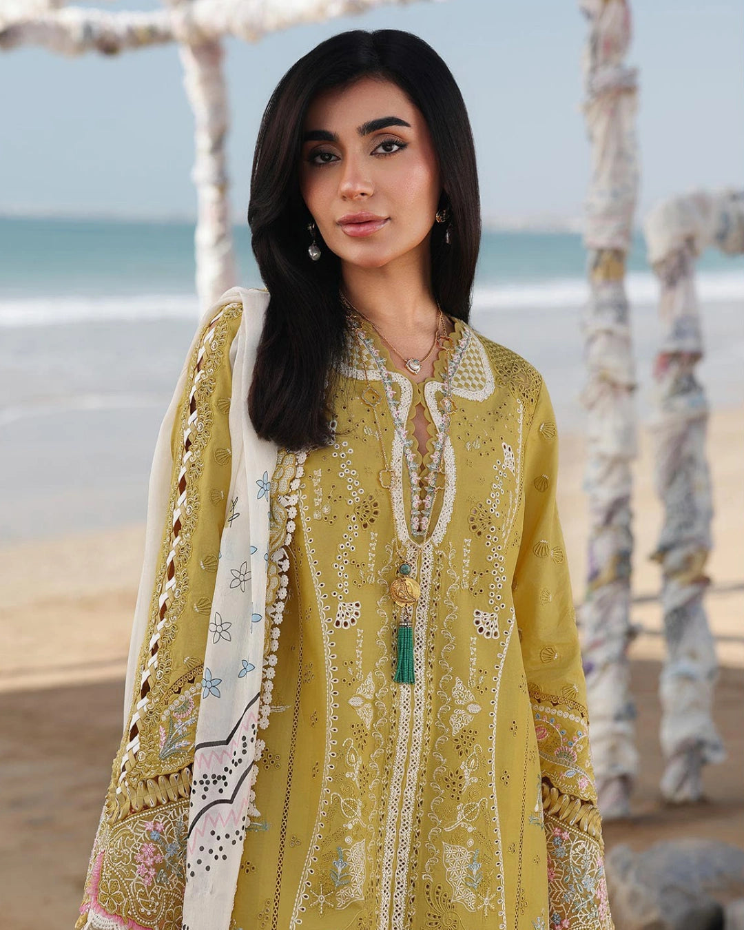 Qalamkar 3-Piece Chikankari Embroidered Luxury Lawn Suit (Unstitched) SA #07