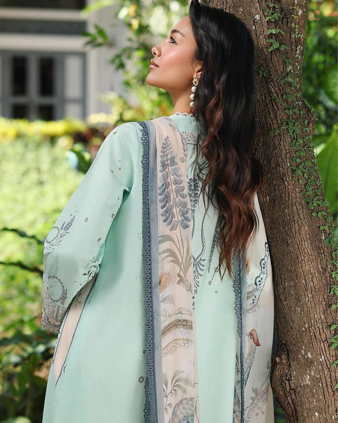 Qalamkar Qprints | Digital Printed Lawn Chikankari Embroidered Suit | SLONA