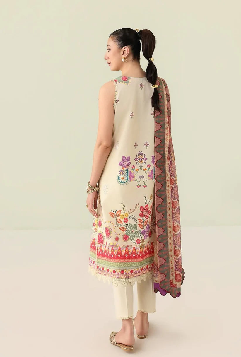 Roheenaz Rosette 3-Piece stitched Lawn Suit (Pastel Symphony)