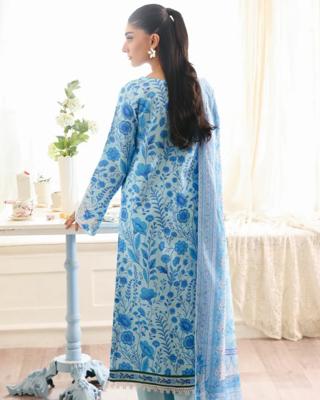 NISSA Floral Symphony – Embroidered & Printed Lawn Suit by Rajbari (Unstitched) 07