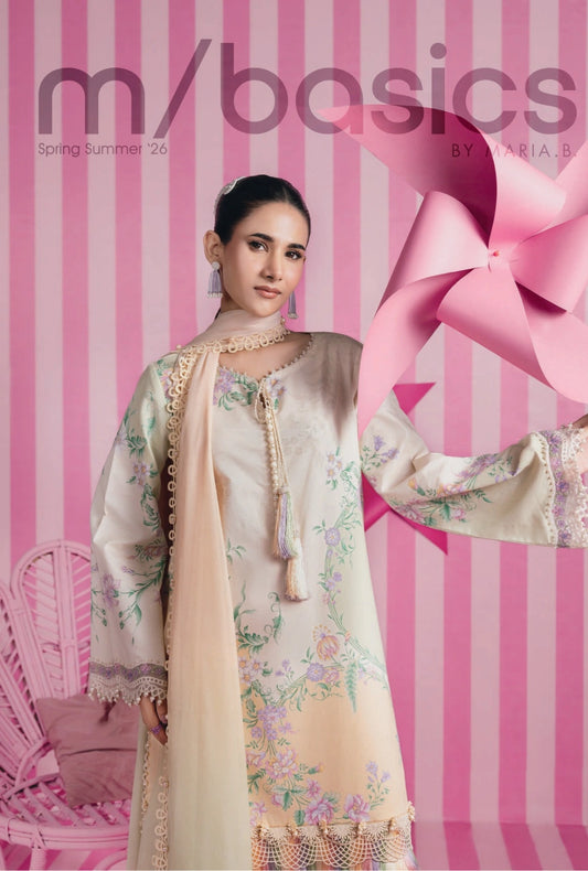 MariaB MBasics Printed & Embroidered Lawn Unstitched 3 Piece Suit (unstitched)