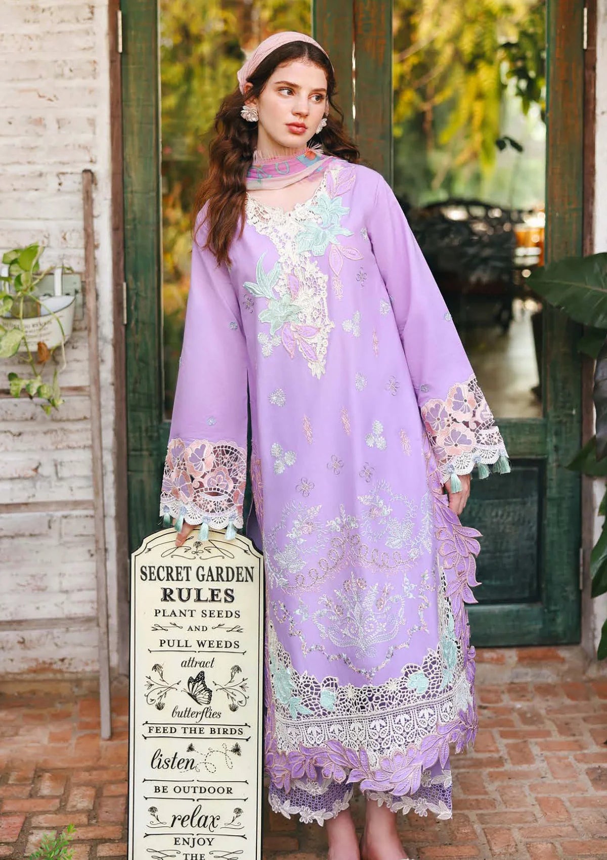 Hemline By Mushq - Secret Garden 26 Unstitched Suit (Dewspell)