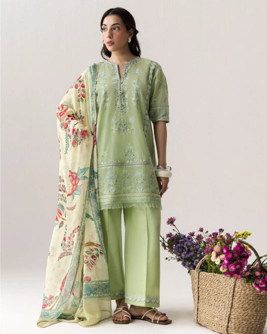 Coco By Zara Shahjahan Embroidered Lawn 3-Piece Unstitched Suit (Noa-5B)
