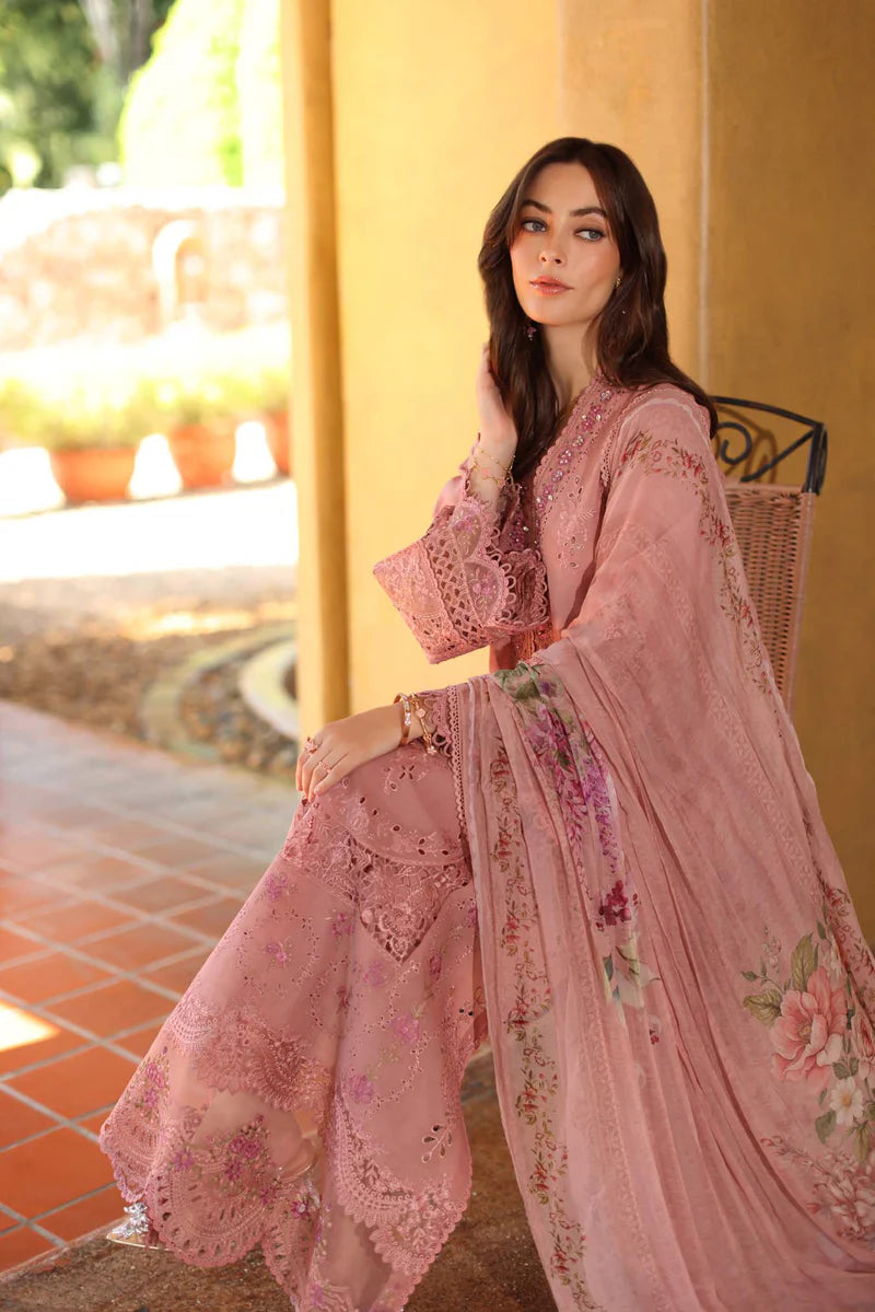 NOOR Luxury Lawn 3PC – Eid Special Handwork Schiffli Laserkari Suit (Unstitched) D3 - B - Mirelle
