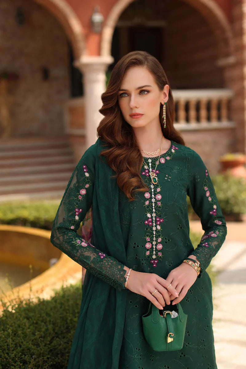 NOOR Luxury Lawn 3PC – Eid Special Handwork Schiffli Laserkari Suit (Unstitched) D1A-Sorina