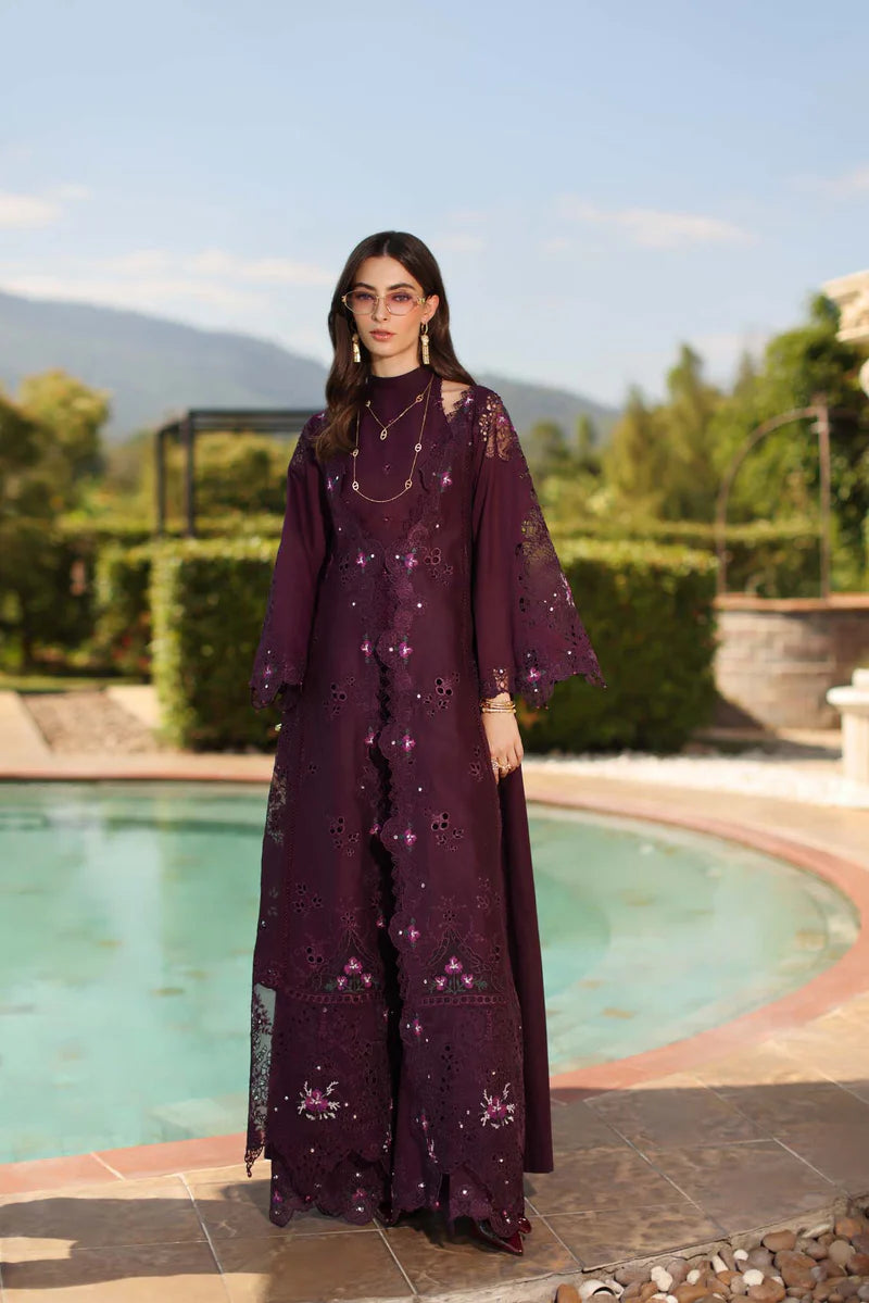 NOOR Luxury Lawn 3PC – Eid Special Handwork Schiffli Laserkari Suit (Unstitched) D8B-Selene
