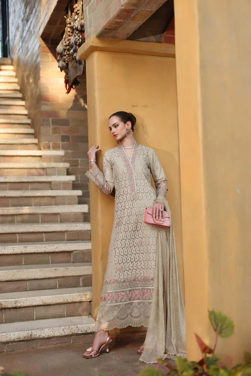 NOOR Luxury Lawn 3PC – Eid Special Handwork Schiffli Laserkari Suit (Unstitched) D5A-Lunaria
