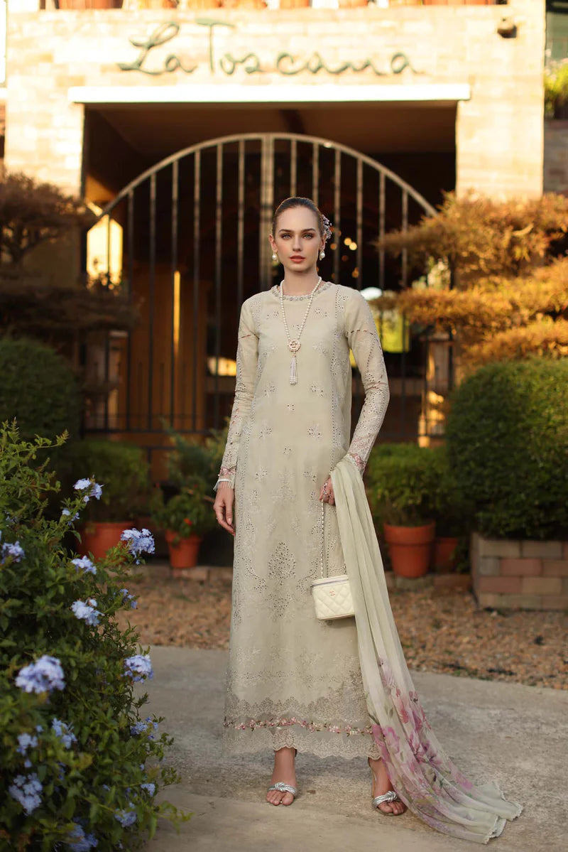 NOOR Luxury Lawn 3PC – Eid Special Handwork Schiffli Laserkari Suit (Unstitched)D2B-Aloura