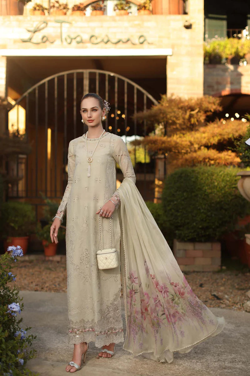NOOR Luxury Lawn 3PC – Eid Special Handwork Schiffli Laserkari Suit (Unstitched)D2B-Aloura
