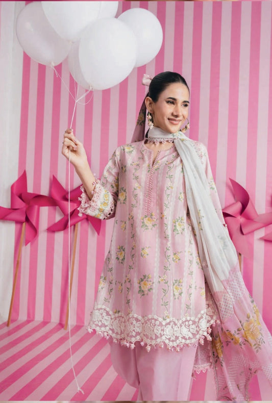 MariaB MBasics Printed & Embroidered Lawn Unstitched 3 Piece Suit (unstitched)