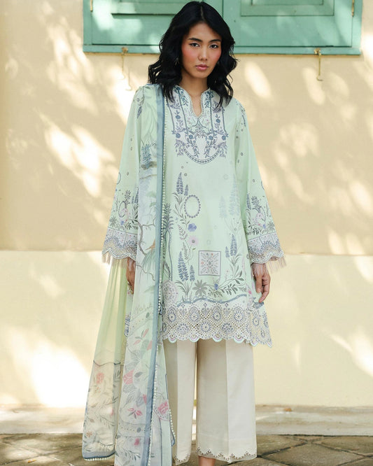 Qalamkar Qprints | Digital Printed Lawn Chikankari Embroidered  Suit |ASHA