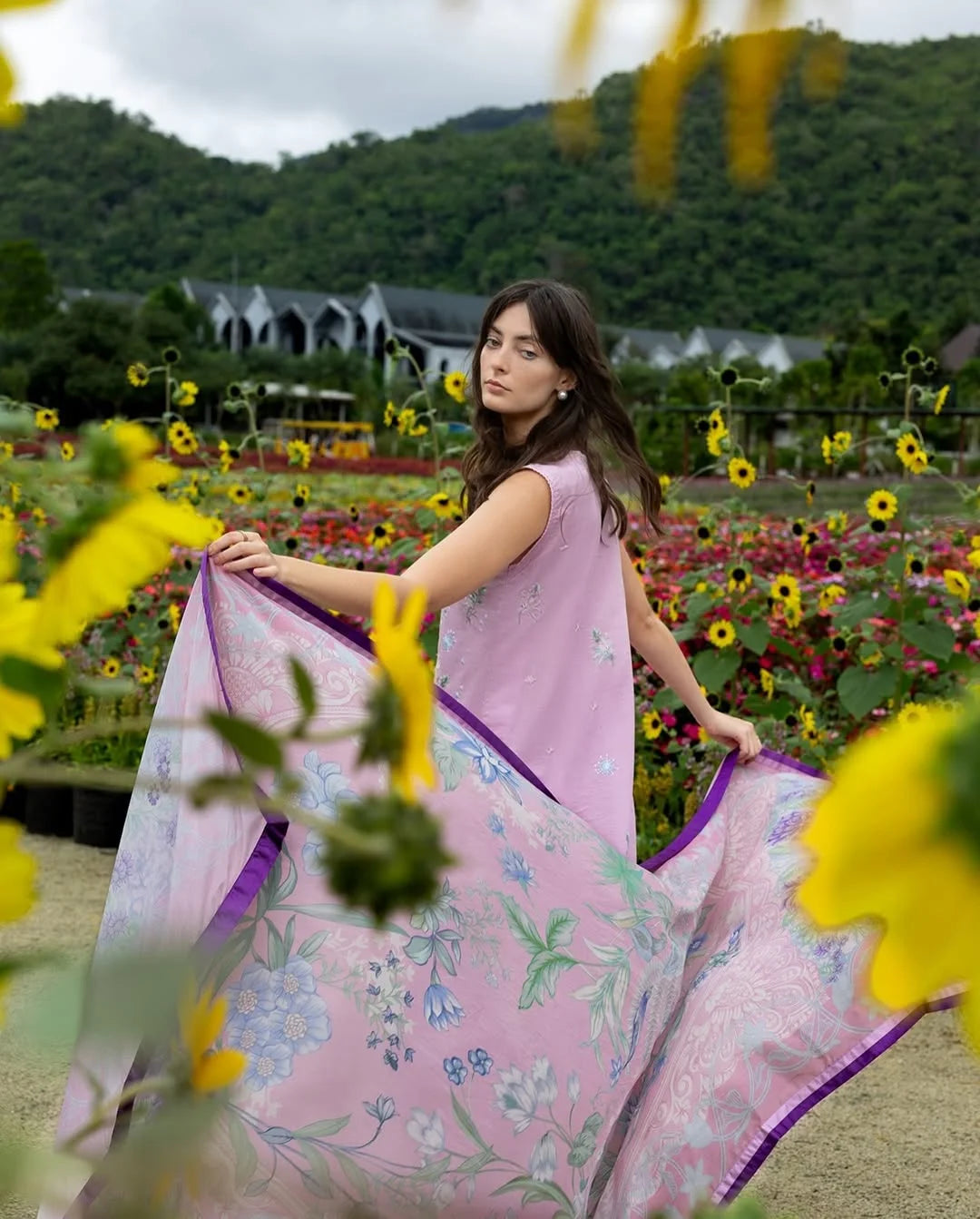 Peony Glow – Chikan Embroidered Lawn with Silk Dupatta