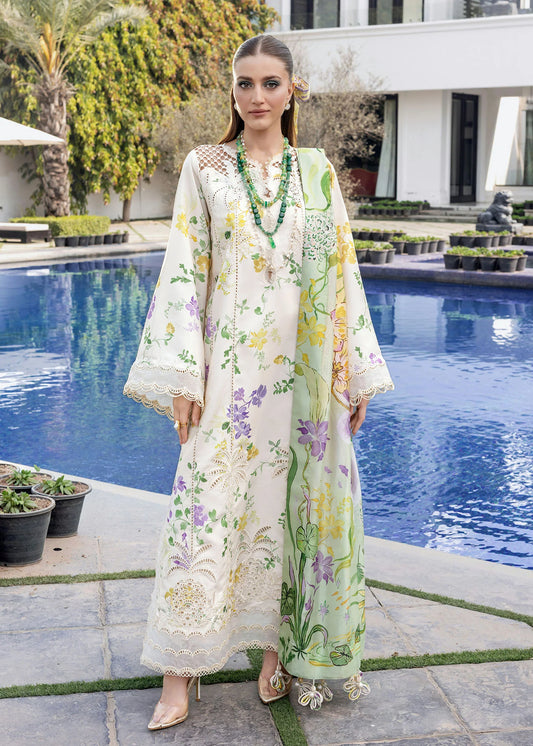 Flow By Crimson Unstitched Embroidered 3 Piece Suit Tropic Tease - D4A (Opal)
