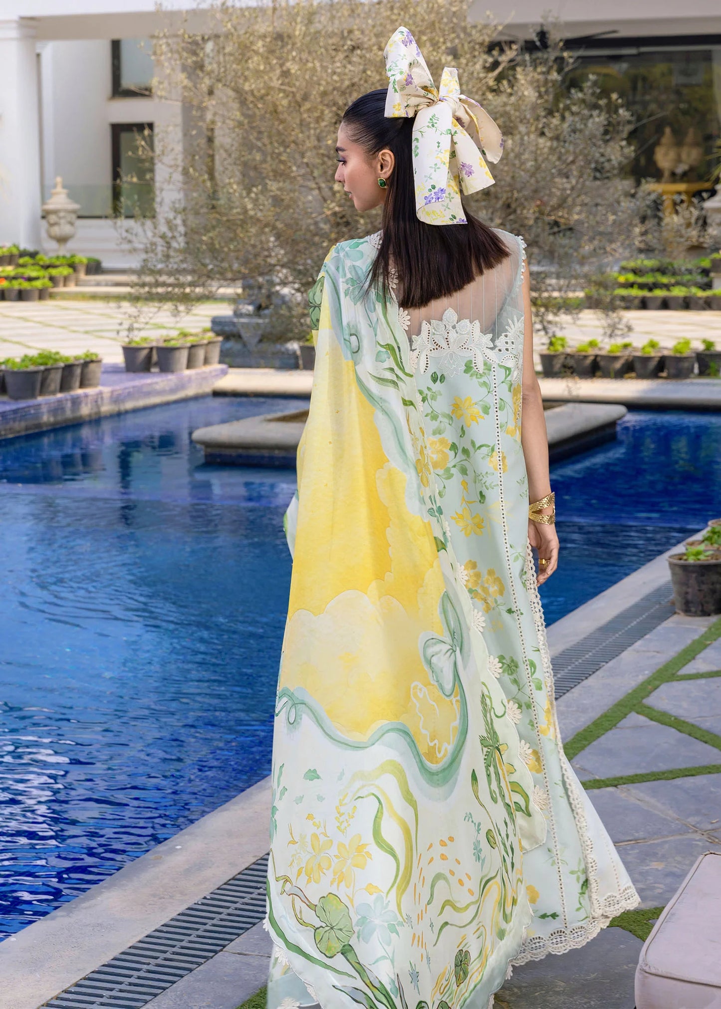 Flow By Crimson Unstitched Embroidered 3 Piece Suit Tropic Tease - D4B (Mint)