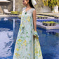 Flow By Crimson Unstitched Embroidered 3 Piece Suit Tropic Tease - D4B (Mint)