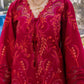 Flow By Crimson Unstitched Embroidered 3 Piece Suit Beauty in Bloom - D3A (Petal Red)