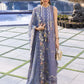Flow By Crimson Unstitched Embroidered 3 Piece Suit Floral Serenity - D1B (Deep periwinkle)
