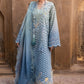 Flow By Crimson Unstitched Embroidered 3 Piece Suit Ombre Love- D8A (Ocean)