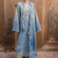 Flow By Crimson Unstitched Embroidered 3 Piece Suit Ombre Love- D8A (Ocean)