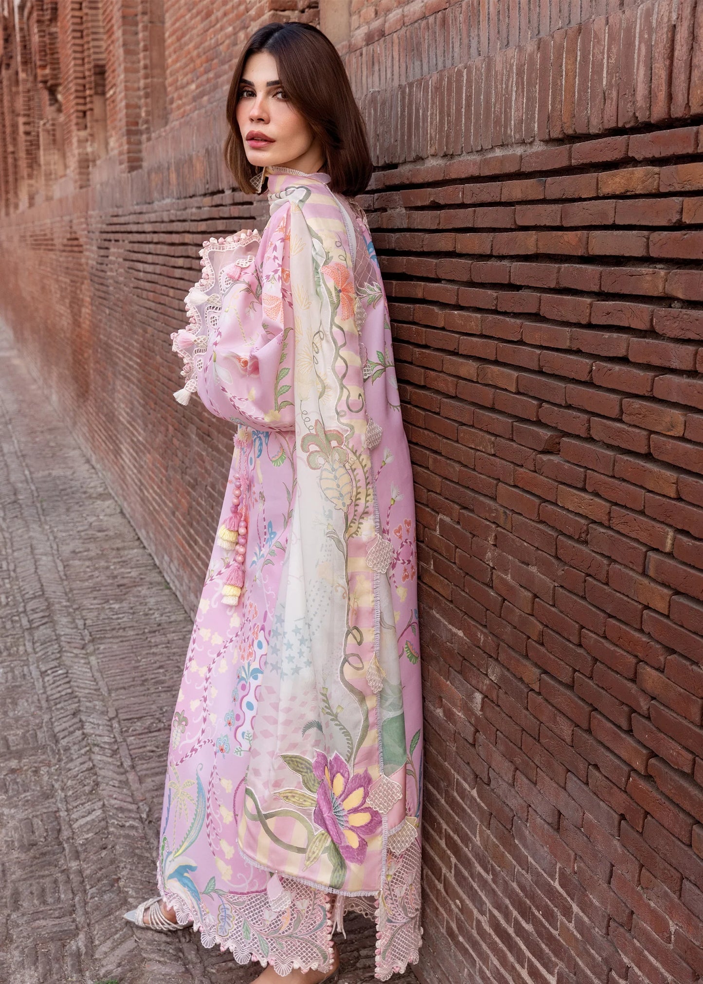 Flow By Crimson Unstitched Embroidered 3 Piece Suit Out of Many Hearts- D6A (Candy)